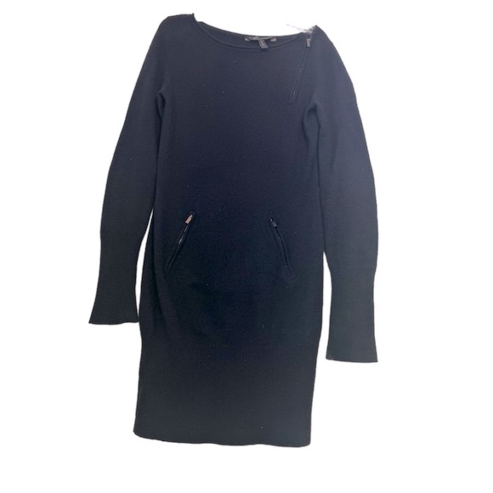 BCBG Maxazria 100% Cashmere Sweater Knit Zipper Pockets Dress Tunic Minimalist